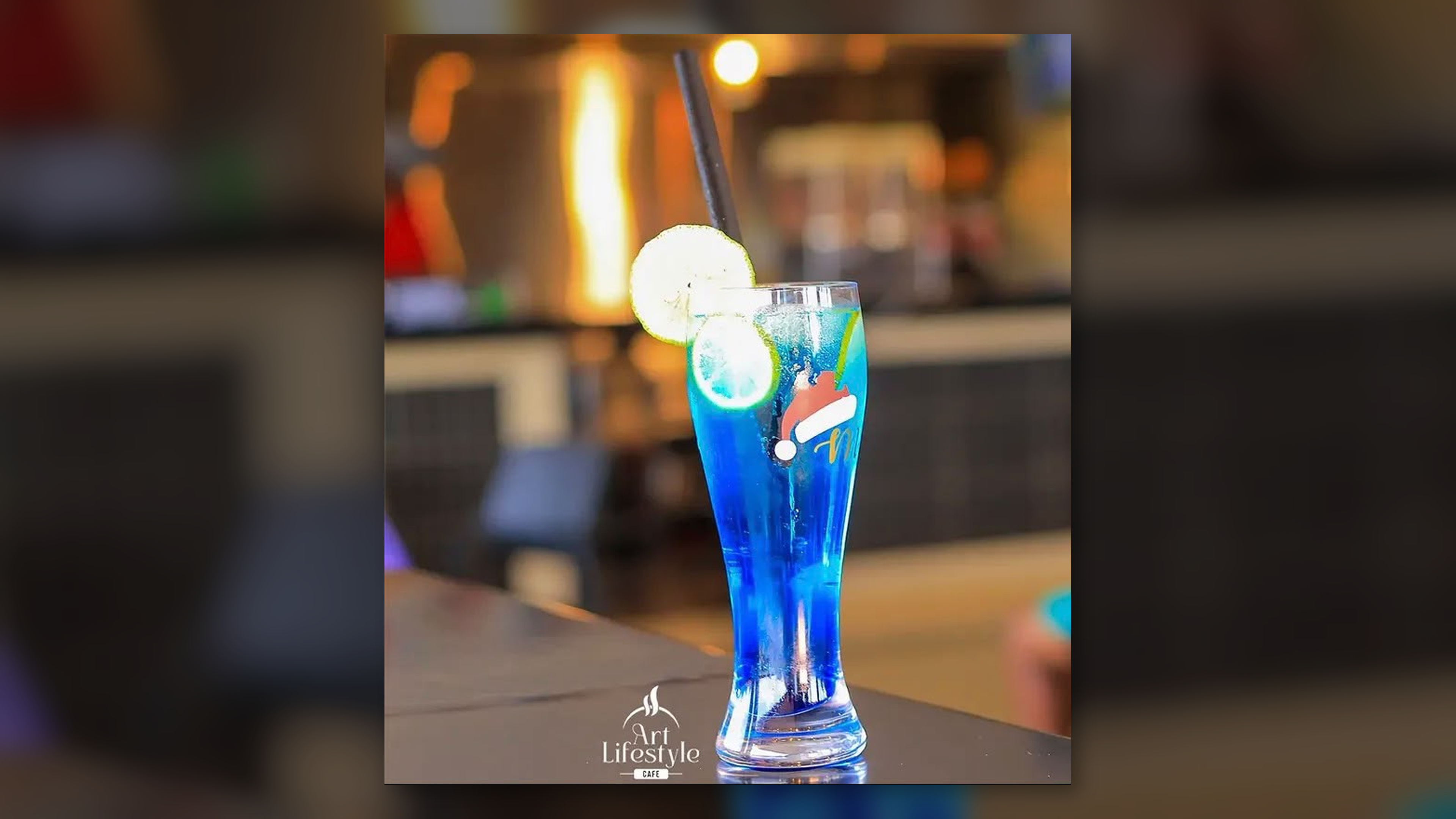 Bright blue mojito served at Art Lifestyle Café